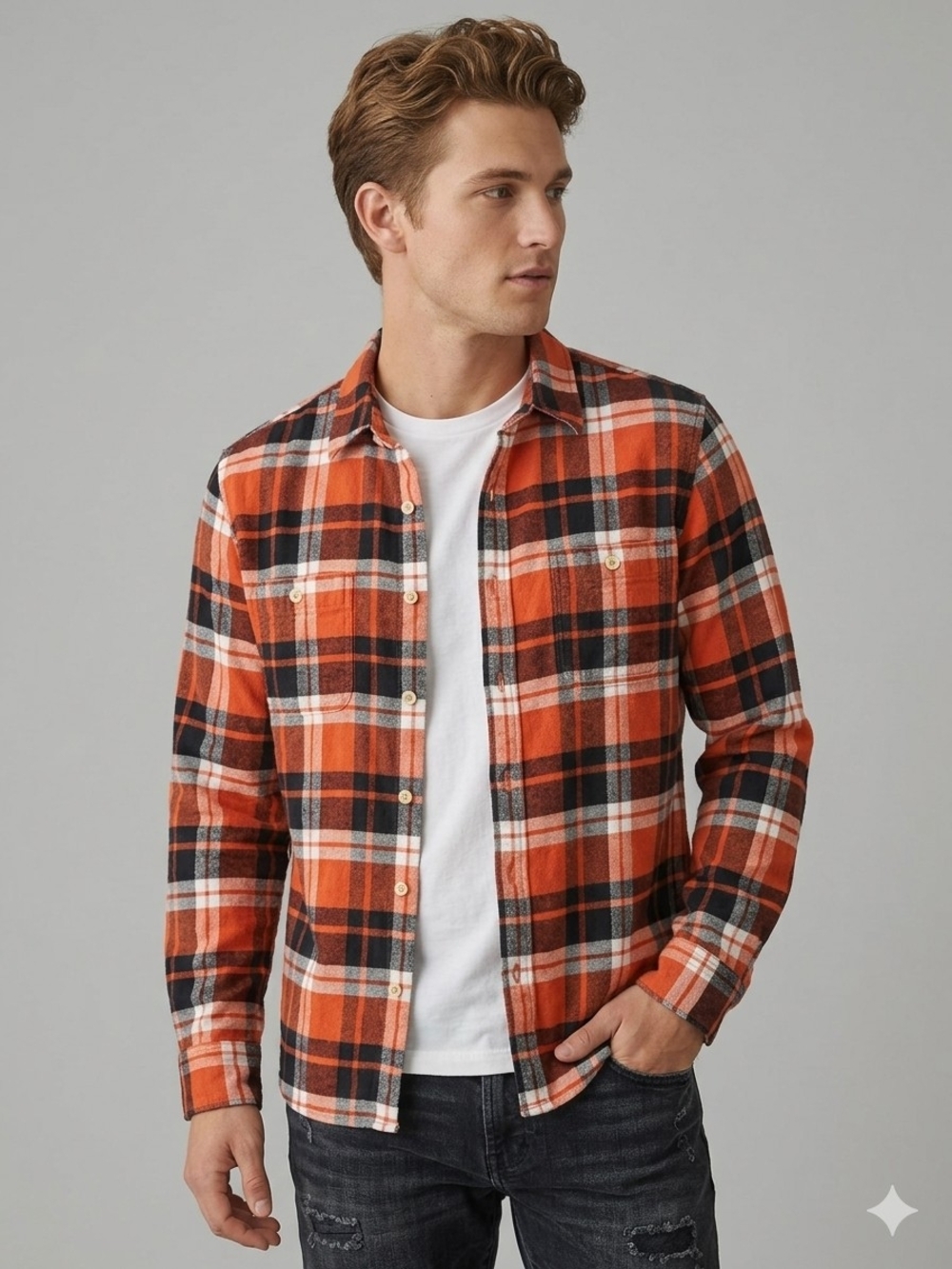 Lucky Brand Saturday Stretch Men Small Red Black Plaid Flannel Long Sleeve UVGC